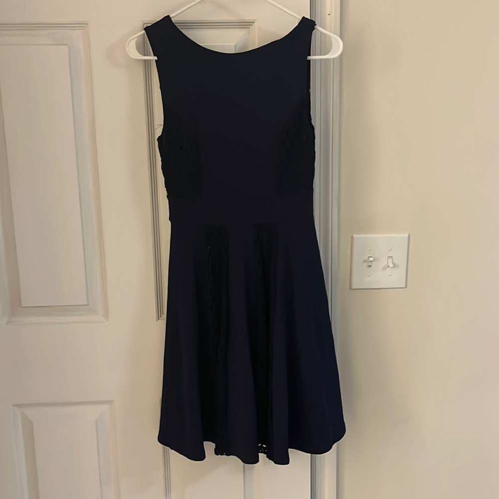 Altard state baby blue A line dress with lace detail